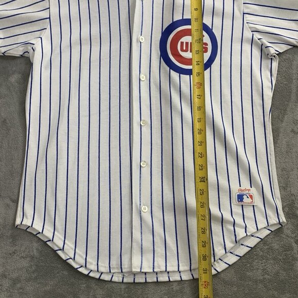 Vintage Rawlings Jersey Mens XL Chicago Cubs USA Baseball 90s Pinstripes MLB - Picture 2 of 8